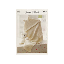 Load image into Gallery viewer, Knitting Pattern: Hooded Baby Blanket for 6 to 18 Months