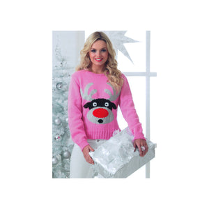 Knitting Pattern: Adult Christmas Sweater with Rudolph