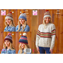 Load image into Gallery viewer, Knitting Pattern: Aran Sweater and Hats for Women