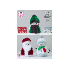 Load image into Gallery viewer, Knitting Pattern: Christmas Tea Cosies in Tinsel Chunky Yarn