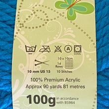 Load image into Gallery viewer, NEW Super Chunky Yarn: Big Value, Azure, (100g)