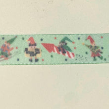 Load image into Gallery viewer, NEW Christmas Ribbon: 25mm, Green Santas Elves