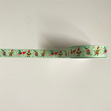 Load image into Gallery viewer, NEW Christmas Ribbon: 25mm, Green Santas Elves