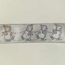 Load image into Gallery viewer, NEW Christmas Ribbon: 40mm, Fun Snowmen with Silver Sparkle