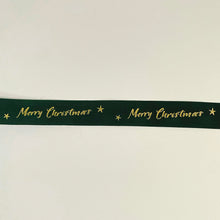 Load image into Gallery viewer, NEW Christmas Ribbon: 25mm, Merry Christmas Velvet Ribbon, Dark Green