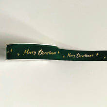 Load image into Gallery viewer, NEW Christmas Ribbon: 25mm, Merry Christmas Velvet Ribbon, Dark Green