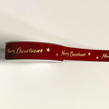 Load image into Gallery viewer, NEW Christmas Ribbon: 25mm, Merry Christmas Velvet Ribbon, Dark Red