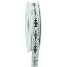 Load image into Gallery viewer, NEW Christmas Ribbon: 15mm, Silver Cotton Christmas Tree Ribbon with Sparkle