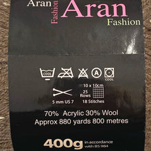 Load image into Gallery viewer, NEW Aran Yarn: Brown Fashion Aran with Wool, 400g