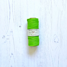 Load image into Gallery viewer, Hemp Cord: Lime Green, 5 or 10mm, 1mm wide
