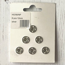 Load image into Gallery viewer, Press Fasteners: 12mm Sew-on Snap Fasteners, Silver or Black, 6 Pieces