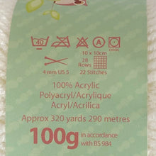 Load image into Gallery viewer, DK Yarn: King Cole Pricewise DK, White, 100g