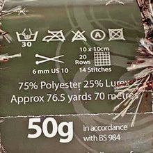 Load image into Gallery viewer, Yarn: Tinsel Chunky in Coffee, 50g Ball