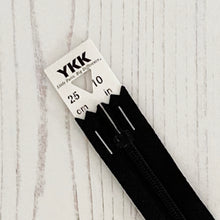 Load image into Gallery viewer, Zip: Black, 25cm (10in), YKK, Closed End
