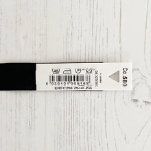 Load image into Gallery viewer, Zip: Black, 25cm (10in), YKK, Closed End