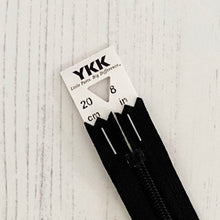 Load image into Gallery viewer, Zip: Black, 20cm (8in), YKK, Closed End