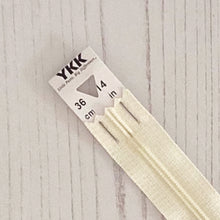 Load image into Gallery viewer, Zip: Cream, 36cm (14in), YKK, Closed End