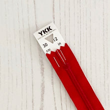 Load image into Gallery viewer, Zip: Red, 30cm (12in), YKK, Closed End