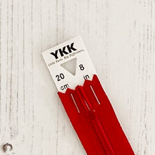 Load image into Gallery viewer, Zip: Red, 20cm (8in), YKK, Closed End
