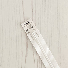 Load image into Gallery viewer, Zip: White, 30cm (12in), YKK, Closed End