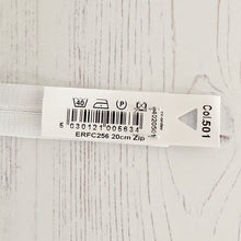 Load image into Gallery viewer, Zip: White, 20cm (8in), YKK, Closed End