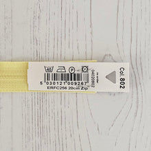 Load image into Gallery viewer, Zip: Yellow, 20cm (8in), YKK, Closed End