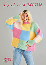 Load image into Gallery viewer, SALE: Knitting Pattern: Patchwork Funnel Neck Sweater in Chunky Yarn