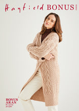 Load image into Gallery viewer, SALE: Knitting Pattern: Longline Edge to Edge Ladies Aran Cardigan