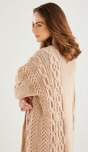 Load image into Gallery viewer, SALE: Knitting Pattern: Longline Edge to Edge Ladies Aran Cardigan