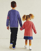 Load image into Gallery viewer, Knitting Pattern: Retro Varsity Cardigan for Kids 3-7 Years
