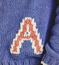 Load image into Gallery viewer, Knitting Pattern: Retro Varsity Cardigan for Kids 3-7 Years