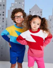 Load image into Gallery viewer, Knitting pattern: Sirdar Superhero Sweater in DK Yarn for Kids Ages 3-7