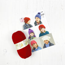 Load image into Gallery viewer, Pattern + Yarn: Six Hats in Red Aran Yarn for Ages 1-9 years
