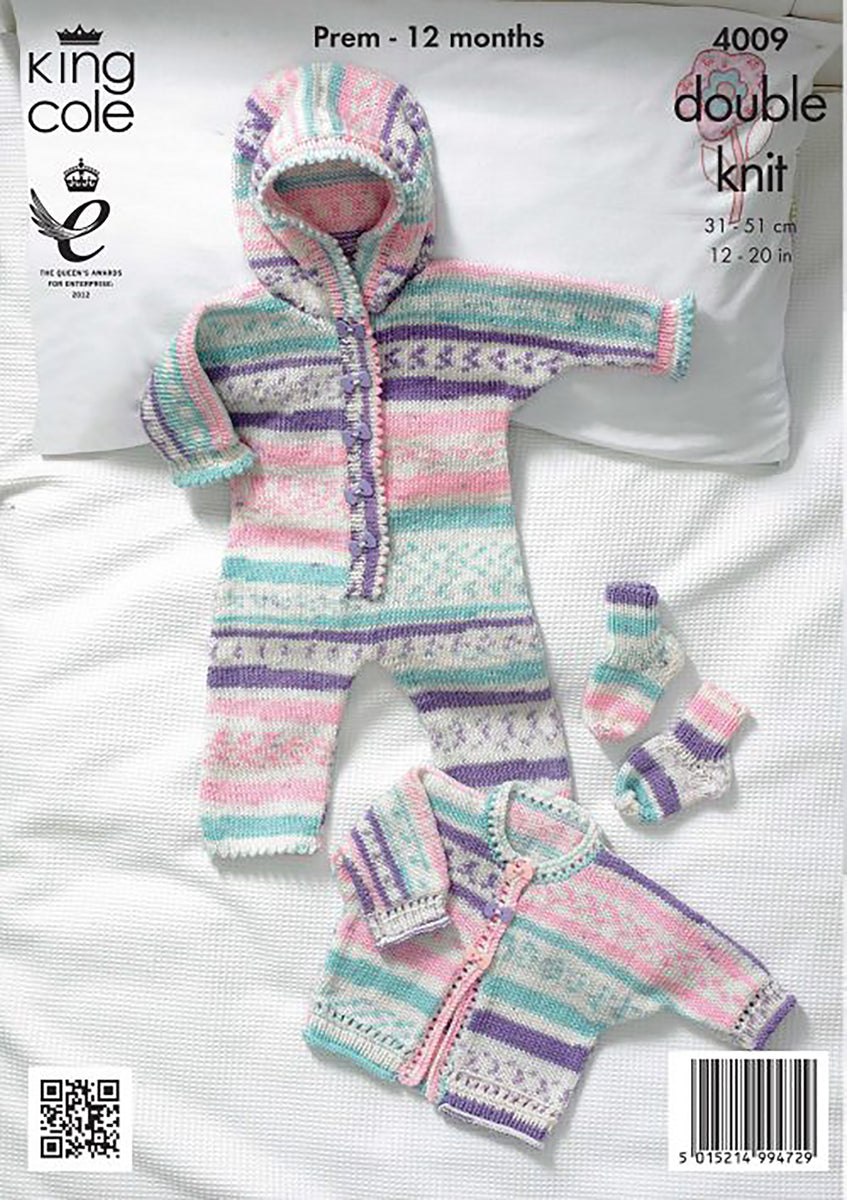 Knitting Pattern: Baby All-in-one, Jacket and Socks in Sizes Preemie t