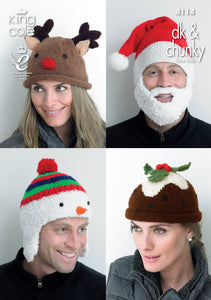 Knitting Pattern: Novelty Christmas Hats for Adults in DK and Chunky Yarn