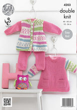 Load image into Gallery viewer, Knitting Pattern: Baby Tunic, Cardigan and Leggings for Girls Ages 6 Months to 7 Years