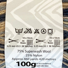 Load image into Gallery viewer, Sock Yarn: Zig Zag 4 Ply in Mayfly, 100g Ball