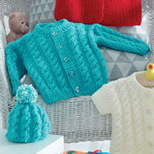 Load image into Gallery viewer, Knitting Pattern: Baby Aran Jackets, Cardigan and Hats for Birth to 4 years