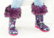 Load image into Gallery viewer, Knitting Pattern: Jacket, Gilet, Boot Toppers, Hat and Headband in Faux Fur for Girls 3-13 Years