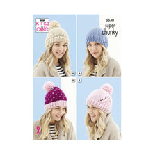 Load image into Gallery viewer, Knitting Pattern: Ladies Hats and Scarf in Super Chunky Yarn