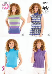 Knitting Kit: Summer Tops for Ladies in Green Cotton 4 Ply Yarn
