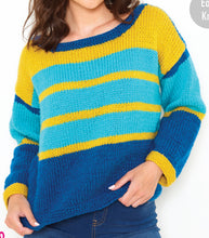 Load image into Gallery viewer, Knitting Pattern: Ladies Striped Sweaters in Chunky Yarn