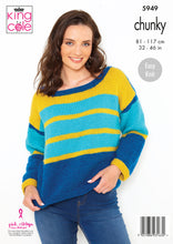 Load image into Gallery viewer, Knitting Pattern: Ladies Striped Sweaters in Chunky Yarn