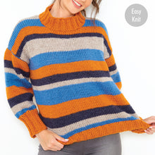 Load image into Gallery viewer, Knitting Pattern: Ladies Striped Sweaters in Chunky Yarn