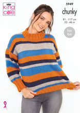 Load image into Gallery viewer, Knitting Pattern: Ladies Striped Sweaters in Chunky Yarn