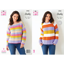 Load image into Gallery viewer, Knitting Pattern: Ladies Striped Sweaters in Chunky Yarn