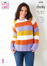 Load image into Gallery viewer, Knitting Pattern: Ladies Striped Sweaters in Chunky Yarn