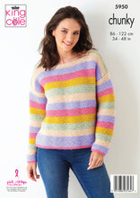 Load image into Gallery viewer, Knitting Pattern: Ladies Striped Sweaters in Chunky Yarn