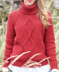 Knitting Pattern: Ladies Aran Sweater with Round or Polo Neck