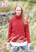 Load image into Gallery viewer, Knitting Pattern: Ladies Aran Sweater with Round or Polo Neck
